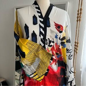 Colorful Pakistani kurta with fringe